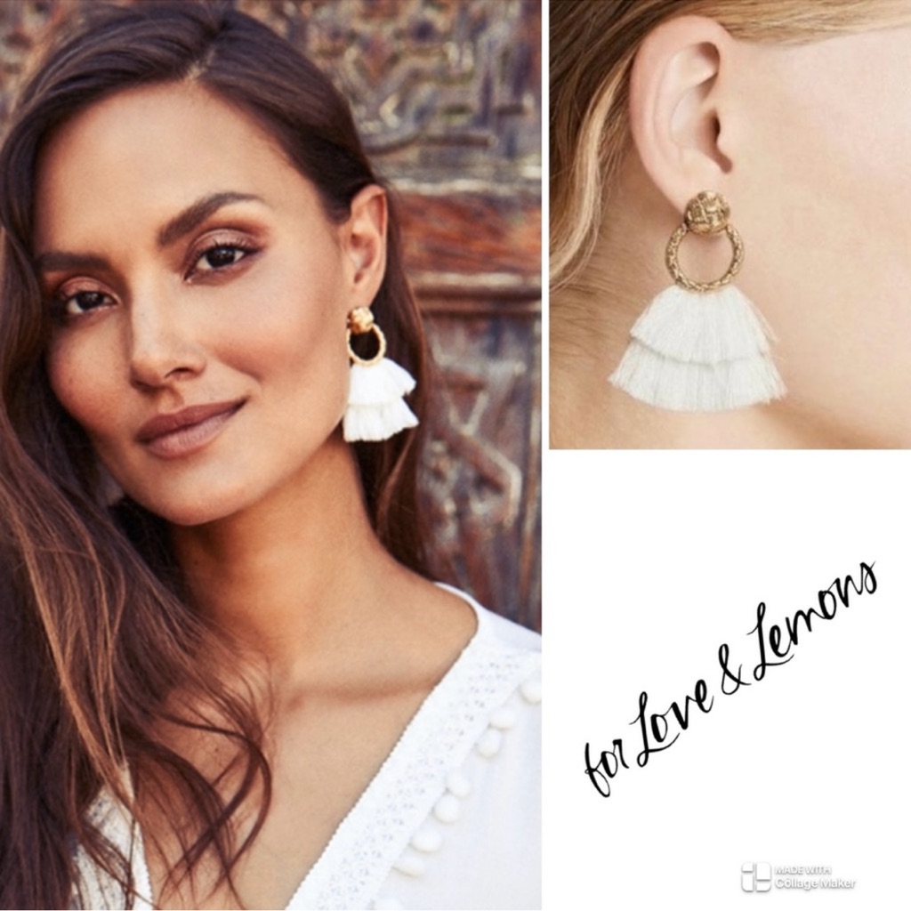 For Love & Lemons Loop Fringe Earrings Orchid White New In Its Original Bag